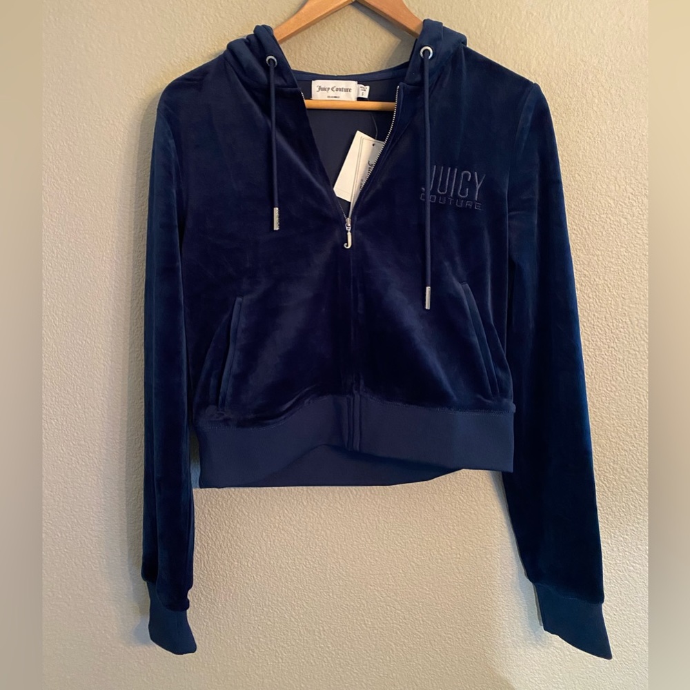 Juicy Couture velour zip-up hoodie (navy)
